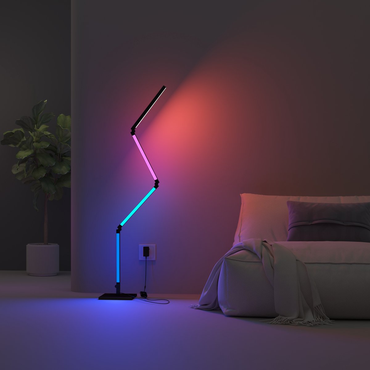 Calex smarte LED-Stehleuchte – multifunktionale WiFi-Eckleuchte – Stehleuchte – Stimmungsbeleuchtung – RGB und weißes Licht – ca