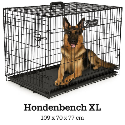 Flamingo Hundebox XL – faltbare Hundebox Auto – Hundebox Drahtkäfig schwarz – 109x70x77 cm – Hundebox Ebo schwarz