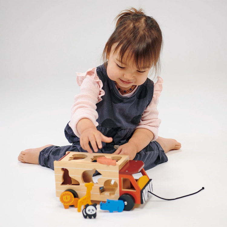Mentari-Sortierwagen – Safari – 23 x 12,5 x 11 cm – Holz – 2 Jahre