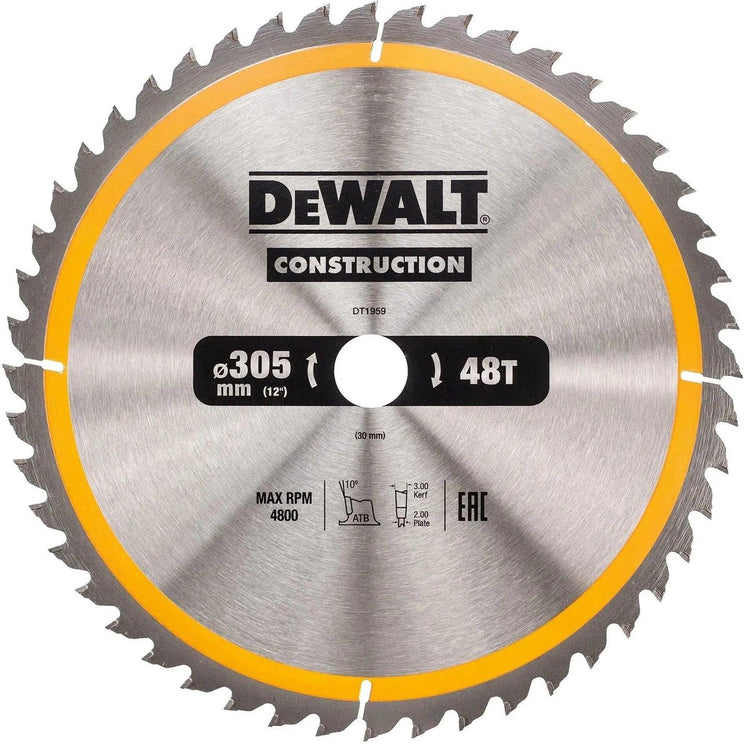 Dewalt Zubehör Kreissägeblatt 305 x 30 x 48 Zähne, positiv 10°, Kerbe 3 mm – dt1959-qz