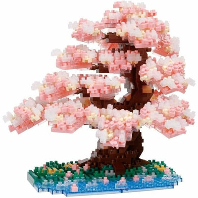 Bandai – Nanoblock – Deluxe-Kirschblüte – Steinfigur – 990-Stein-Kirschbaum-Bauset – Pixelfiguren-Bausatz – Mini-Steinbaubaum – NBC048