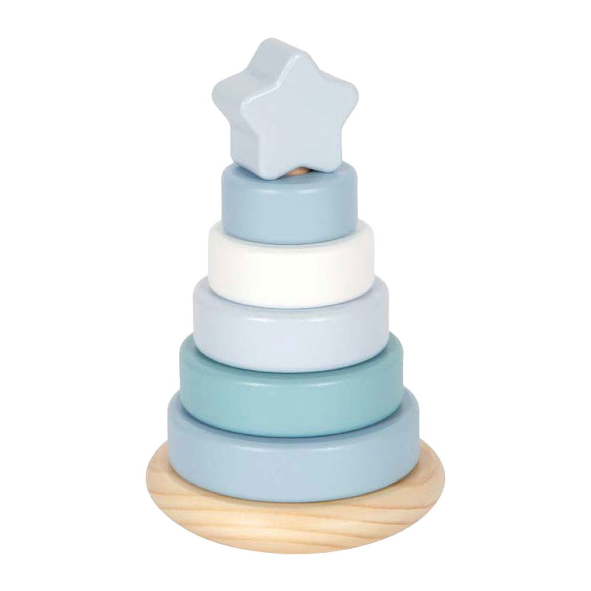 Kleiner Fuß - Stapelturm aus Holz blau - 7-tlg.