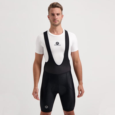 Rogelli Core Short Radhose Herren mit Sitzpolster und Hosenträgern – Trägerhose – Schwarz – Größe XS