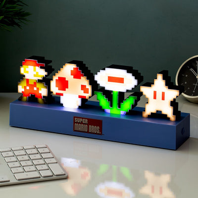 Paladone Super Mario Bros Icons Licht – Offiziell lizenzierter Nintendo-Sound-Reaktivmodus, dekorative leuchtende Super Mario-Figur, Schlafzimmer-Zubehör, Gaming-Raumdekoration –