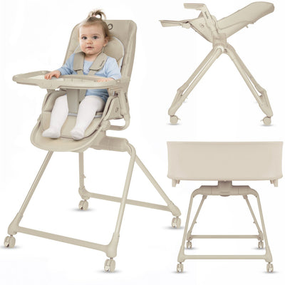 Lionelo Maddie Set 3in1 – Hochstuhl + Schaukelstuhl Babybett – klappbar – 360° drehbarer Sitz – mit Komfortmatratze – Rollen – waschbar – 0-36 Monate