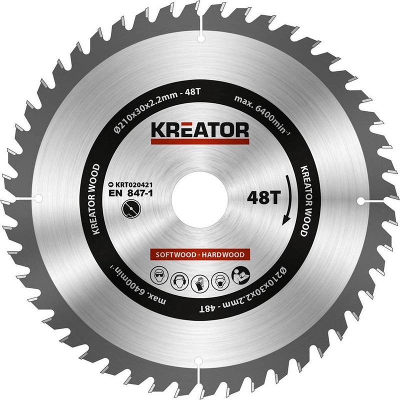 Kreator krt020421 Sägeblatt Holz 210 mm – 48t