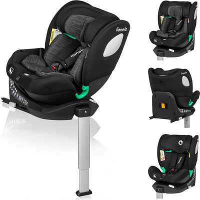 Lionelo Braam – i-Size Autositz 4in1 – 40–150 cm – 0–36 kg – 360° drehbarer Autositz – RWF bis 105 cm (18 kg) – Driseat-Luftzirkulation – Isofix + Stützbein – Gruppe 0-1-2-3 – Seitenschutz – verstellbare Kopfstütze – 14 Verstellstufen