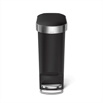 Simplehuman schlanker Treteimer aus Kunststoff – 40 Liter – mit Taschenrand – schwarzer Kunststoff