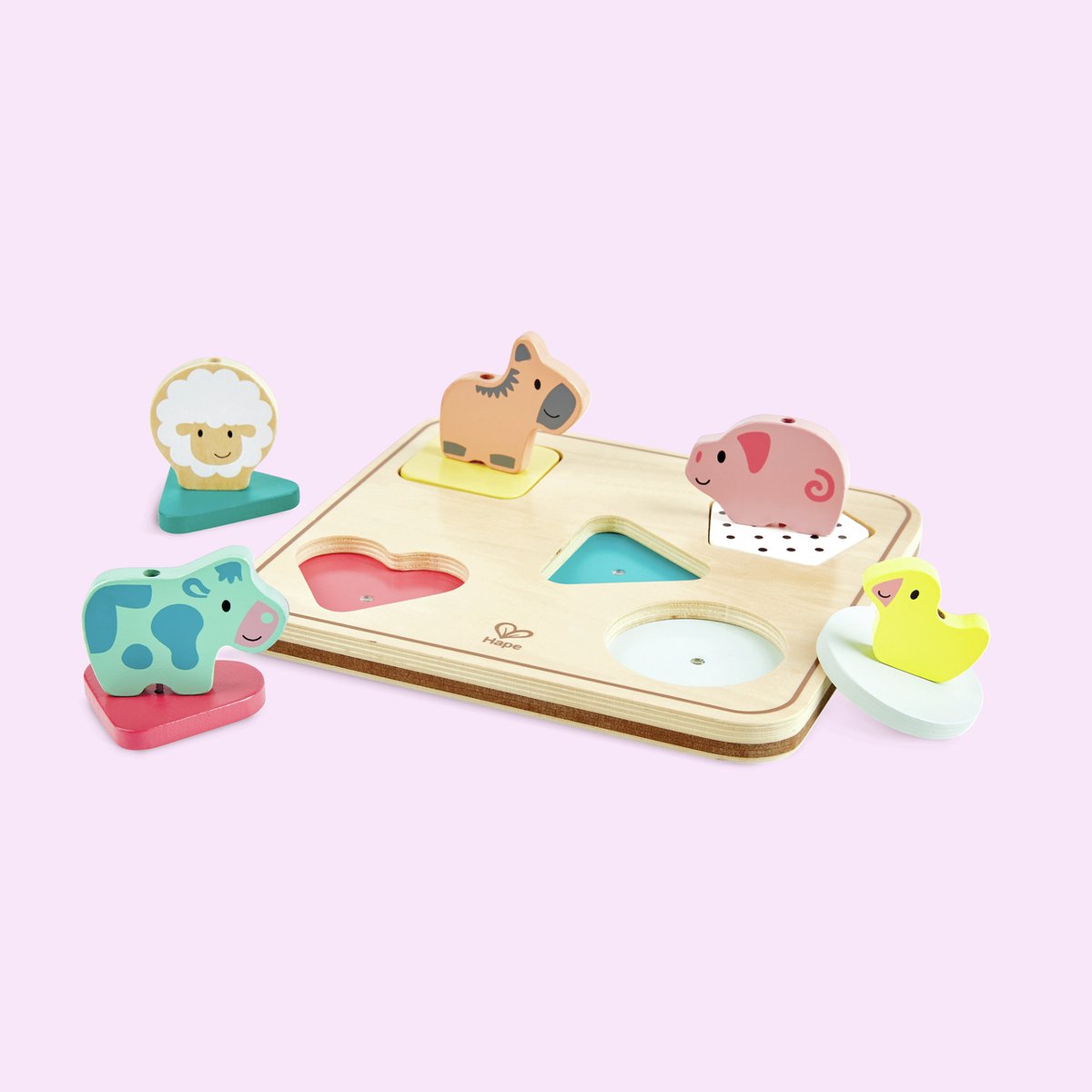Hape Geräuschpuzzle Bauernhoftiere – Holzpuzzle mit Tiergeräuschen, 12 Teile, ab 18 Monaten