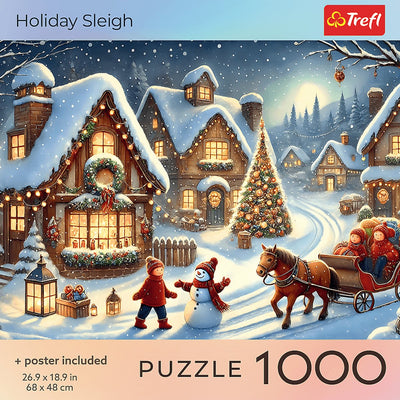 Trefl Puzzle 1000 Teile Weihnachtsferien-Schlittenpuzzle für Erwachsene.