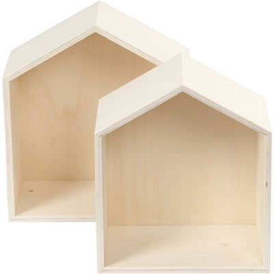Creativ Company Schaukästen, Häuser, H: 22,5+25 cm, T: 12,5 cm, B: 19,5+22,5 cm, 2 Stück 1 Set
