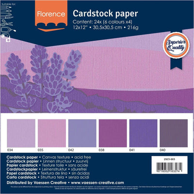 Florence Vaessen Creative Cardstock, stabiles Kartonpapier 216 g – Lila, 24 Stück. 30,5 x 30,5 cm