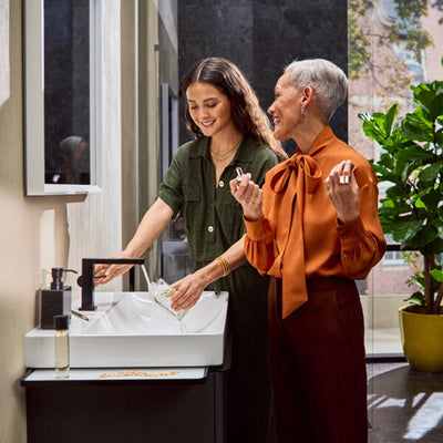 Hansgrohe tecturis e – Waschtischarmatur – Einhebelbedienung – Kaltstart energiesparend – mit Ablassschraube – 110 mm Größe – Chrom