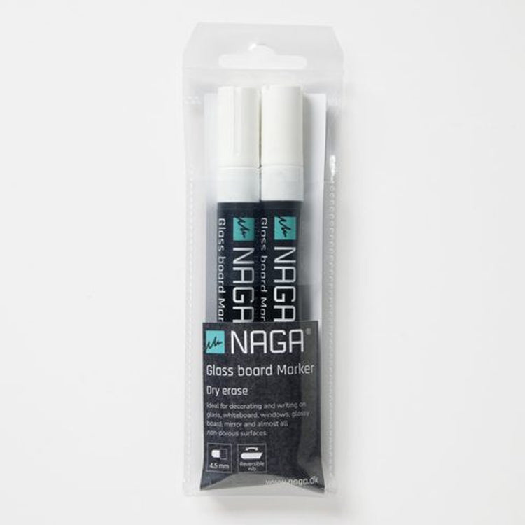 Naga Glastafelmarker 4 - 5 mm, 2er-Set. weiß