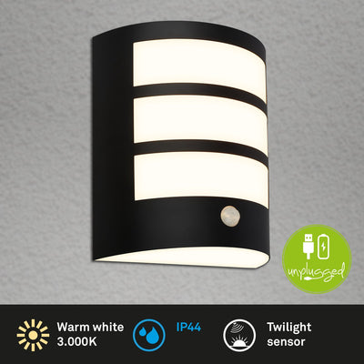 Briloner - LED-Wandleuchte Akku - Touch - Timer - Schwarz - Austauschbare Batterie - Austauschbare Platine - 18 x 15 x 7 cm - Schwarz