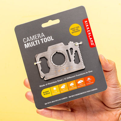 Kikkerland Kamera-Multitool – mit 13 Funktionen – Kamera-Design – Edelstahl