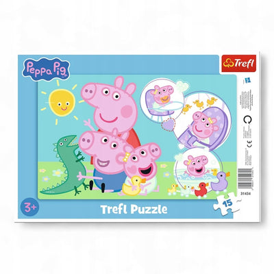 Trefl Peppa Pig Puzzle mit Rahmen, 15 Teile – lustiges Peppa