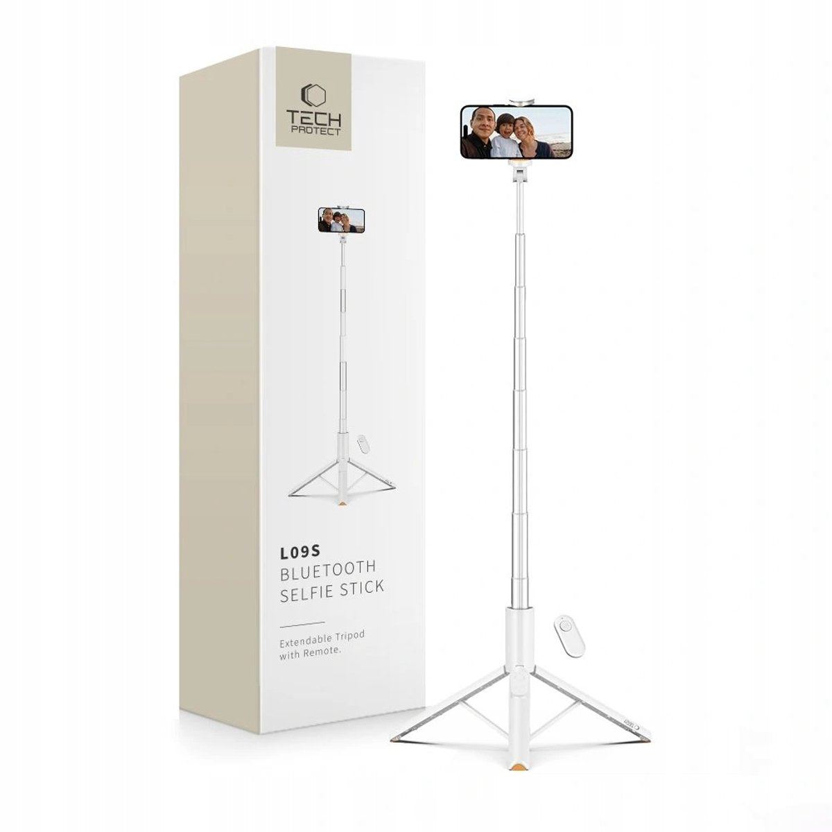 Tech-Protect L09S Selfie-Stick-Stativ weiß – Bluetooth-Fernbedienung
