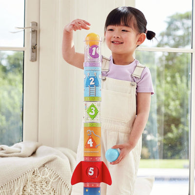 Hape Raketenstapelturm mit Ventilator – Luftstapelspiel für Kinder ab 3 Jahren – 25 Teile