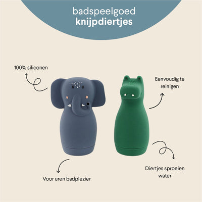 Trixie Bad Spielzeug Squezy Dieren Mrs. Elefant Mr Crocodile