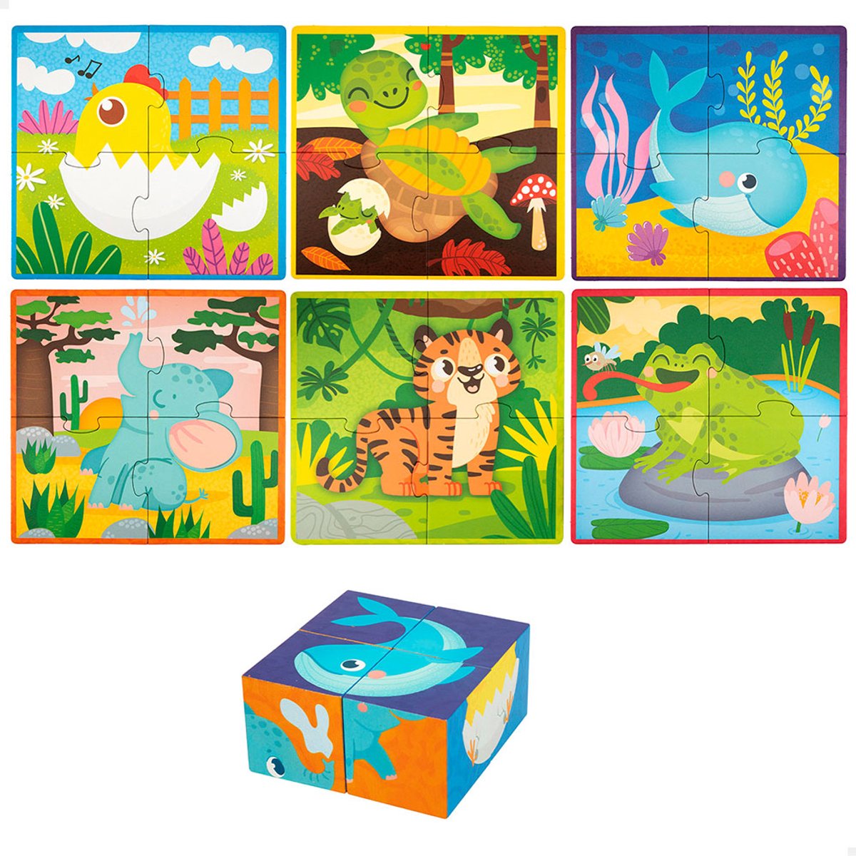 Lisciani Montessori Baby Holzwürfel und Puzzle 2 in 1