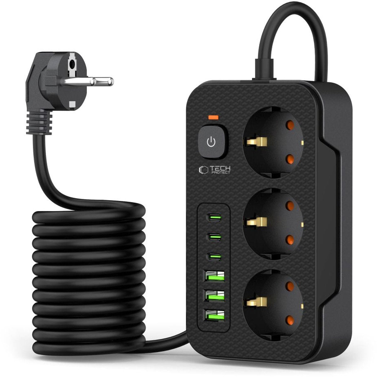 Tech-Protect-Steckdosenleiste mit USB und Typ C für Telefone, Fernseher 200 cm