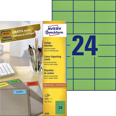 Universelle Etiketten Avery Zweckform 3450 70x37mm grün