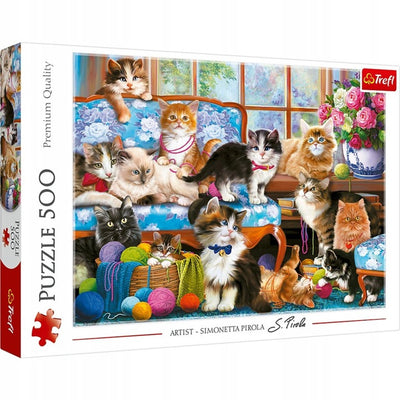 Trefl - Puzzle - 500 Teile - Katzenfamilie - 48x34 cm