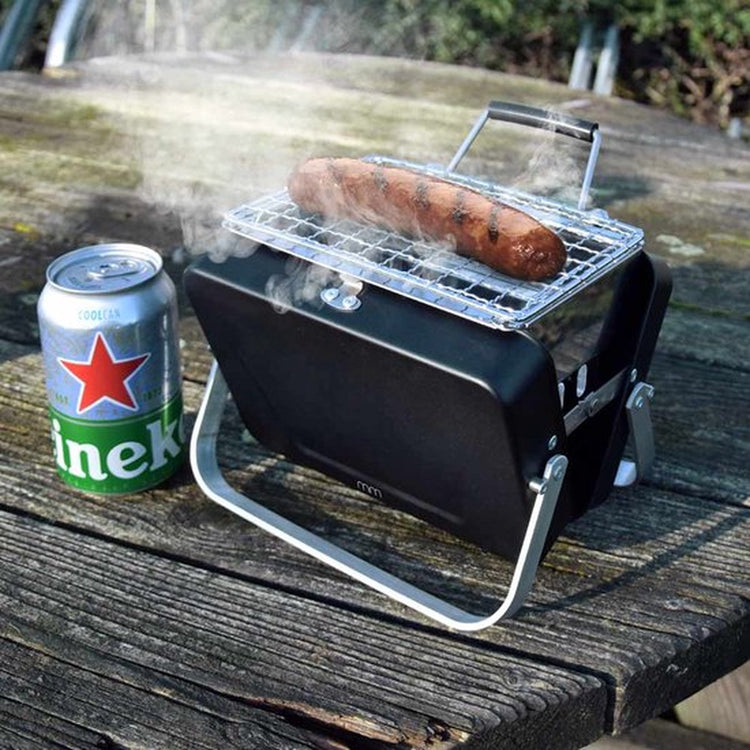 Mikamax tragbarer Mini-BBQ – kompakter Tischgrill – 18 cm – Holzkohlegrill aus Edelstahl