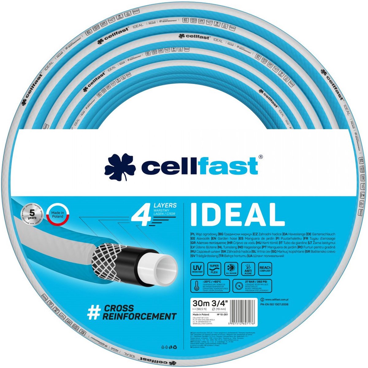 Cellfast - ideal - Gartenschlauch 3 4 30m - 4-lagig - UV-beständig