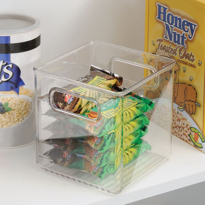 Idesign Ablageschale mit Griffen groß rechteckig – transparent – ​​nestbar | BPA-frei