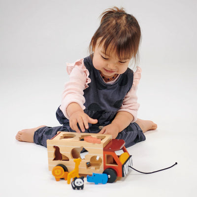 Mentari-Sortierwagen – Safari – 23 x 12,5 x 11 cm – Holz – 2 Jahre