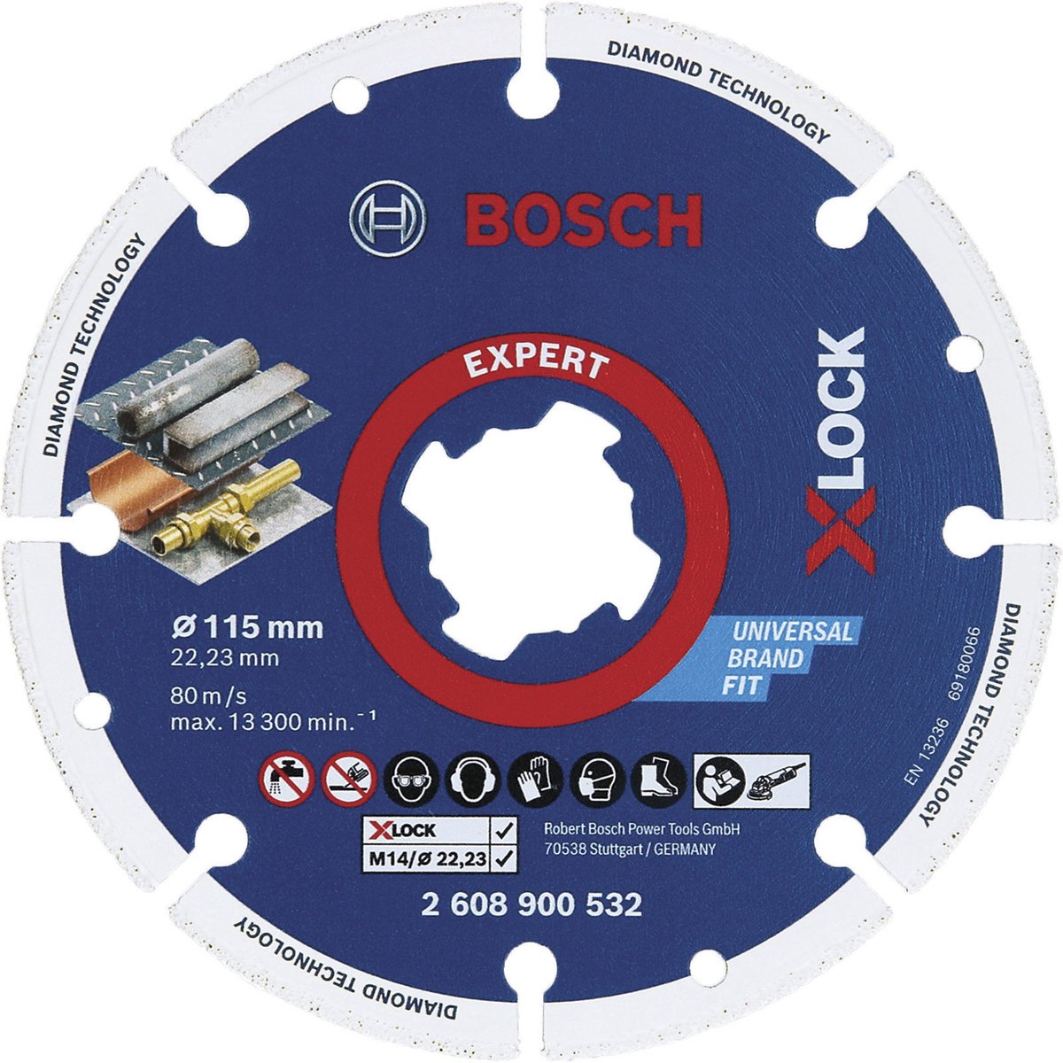 Bosch Zubehör 2608900532 x-lock Diamanttrennscheibe Durchmesser 115 mm Bohrungsdurchmesser 22,23 mm Metall 1 Stück(e)