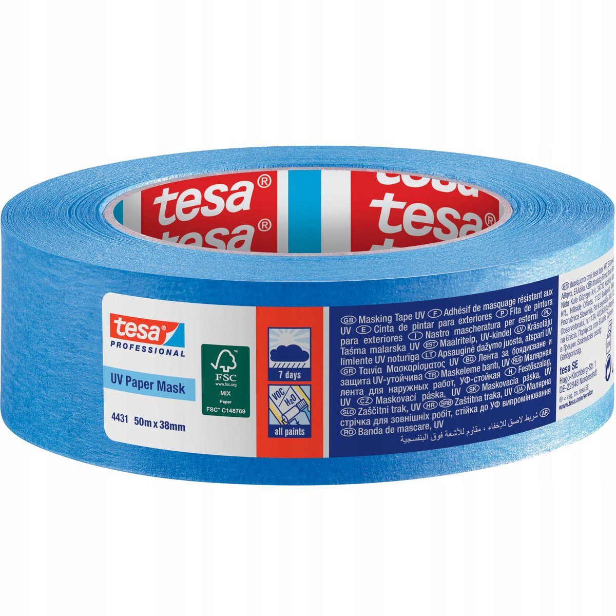 Tesa UV-Abdeckband Papier blau 38 mm x 50 m – Arbeiten im Freien