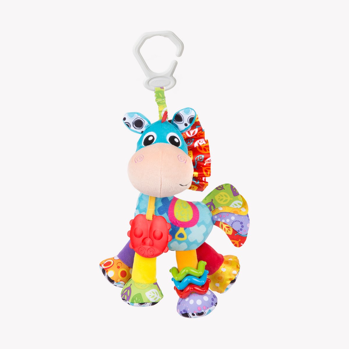 Playgro – Aktivitätsfreund Clip Clop – Babyspielzeug – Hängespielzeug – Kinderwagenspielzeug – Rassel – Kinderwagenzubehör – Buggy-Zubehör – Lernspielzeug – Stofftier