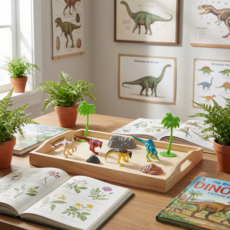 Eddy Toys Dino-Spielset – 9-teilig – Dino-Figuren mit Palmen und Felselementen – Spielfiguren – Tierfiguren – Dinosaurier-Spielzeug 3+
