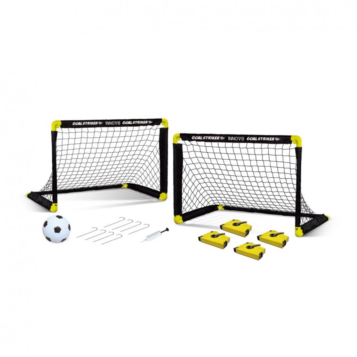 Tachan Fußballtor-Set für Kinder – 2 zusammenklappbare Tore – komplett mit Fußballpumpe – Trainingsset – tragbares Spielfeld
