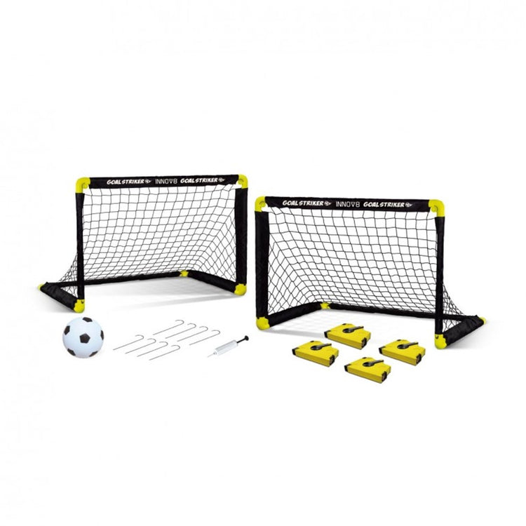 Tachan Fußballtor-Set für Kinder – 2 zusammenklappbare Tore – komplett mit Fußballpumpe – Trainingsset – tragbares Spielfeld