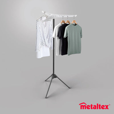 Metaltex – Wäscheständer Tri-Hang – verstellbarer Kleiderständer – 150 cm – multifunktional – faltbar – für 33 Kleiderbügel