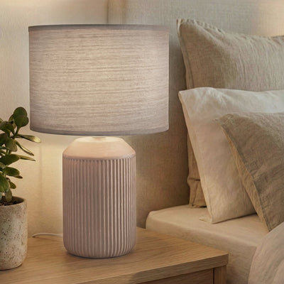 Briloner ino – Tischlampe Schlafzimmer – mit Stoffschirm, Keramiksockel – Nachttischlampe – Tischlampe – ø22 x 37,5 cm – braun