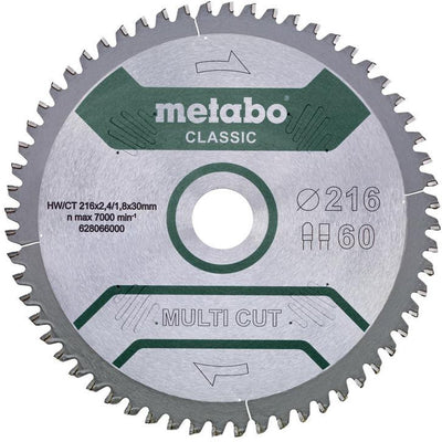 Metabo Kreissägeblatt Multi Cut HW CT ø 216 mm, 60t fz tz 5°n - 628066000