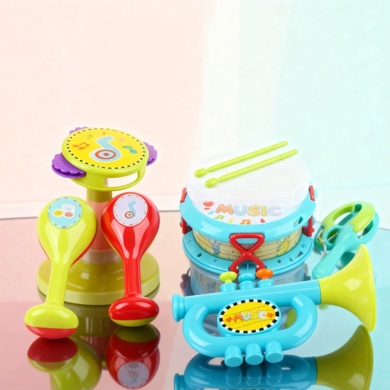 Let's Play Let's Play Musikinstrumenten-Set – 9-teilig – Musikspielzeug für Kinder – Trommel und Maracas – ab 3 Jahren