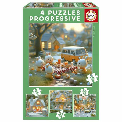 Educa - Puzzle - Hase - 4 Puzzles mit 12 - 16 - 20 - 25 Teilen - Kinderpuzzle