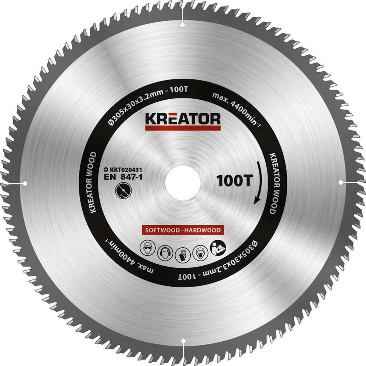 Kreator krt020431 Sägeblatt Holz – 305 mm, 100 Zähne