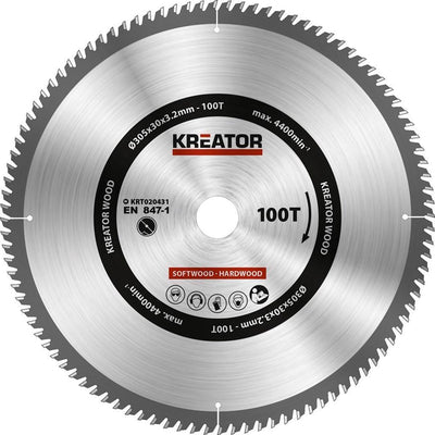 Kreator krt020431 Sägeblatt Holz – 305 mm, 100 Zähne