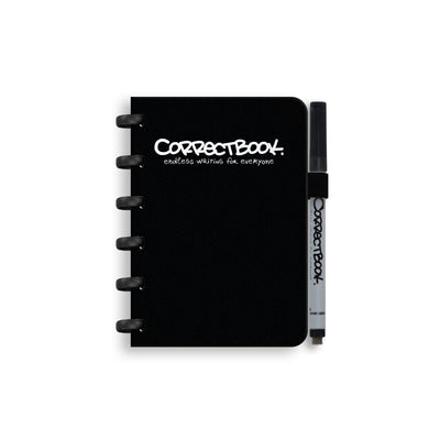 Correctbook a6 löschbares Notizbuch – wiederverwendbares Notizbuch – Tinte schwarz schwarz – blanko – inklusive Stiftwischtuch – kann mit zusätzlichen Seiten ergänzt werden