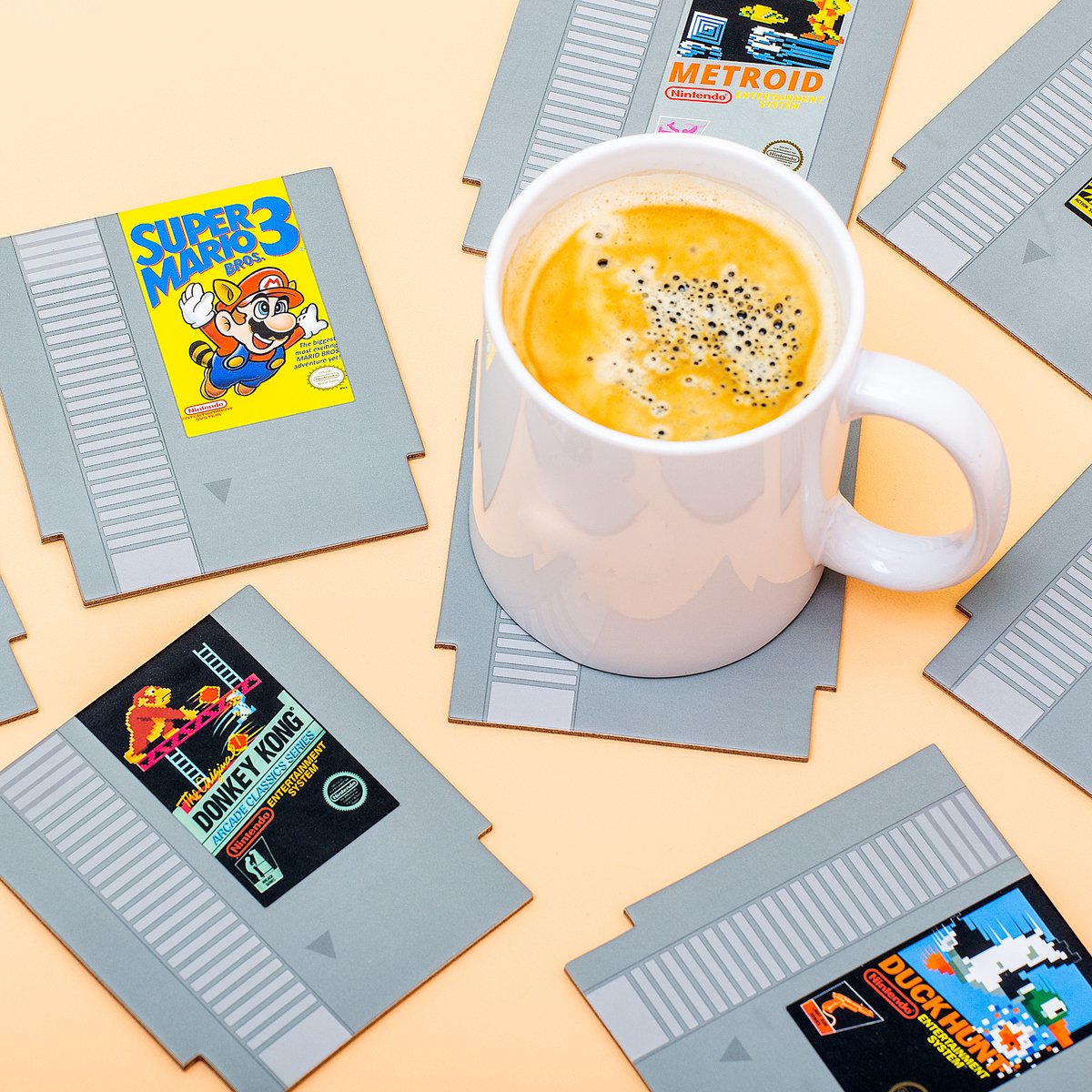 Paladone Nintendo Nes-Cartridge-Untersetzer – Retro-Getränkeuntersetzer für Gamer, 8er-Set, offiziell lizenziert –