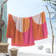 Kreisförmiges Strandtuch mit Seepferdchen-Farbblock – 100 x 180 cm – Rosa