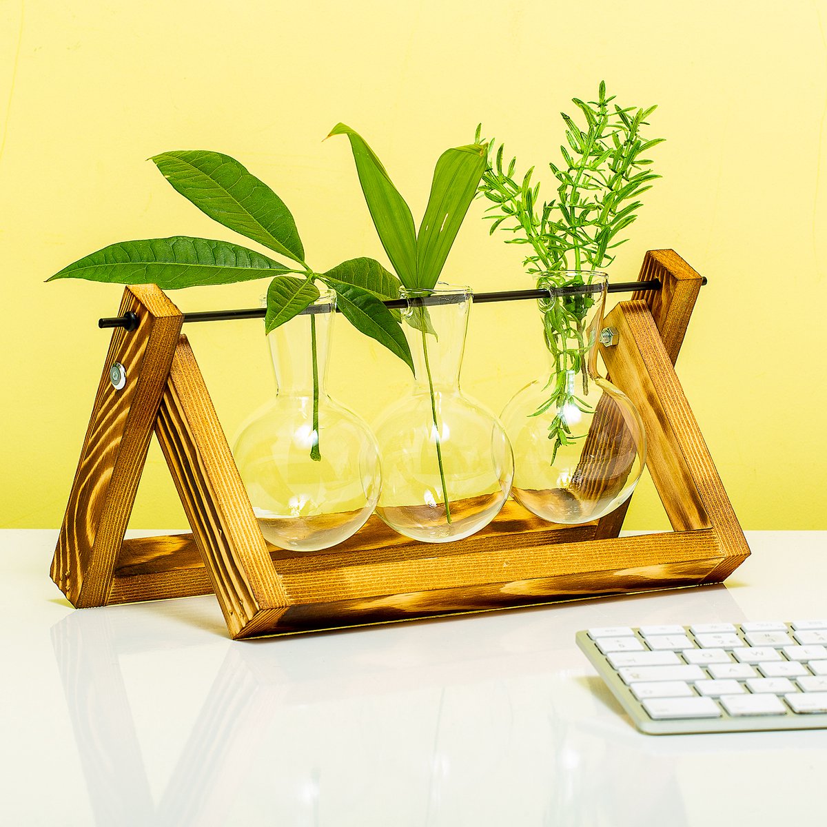 Winkee Stecklingsvase aus Holz – 3 Gläser