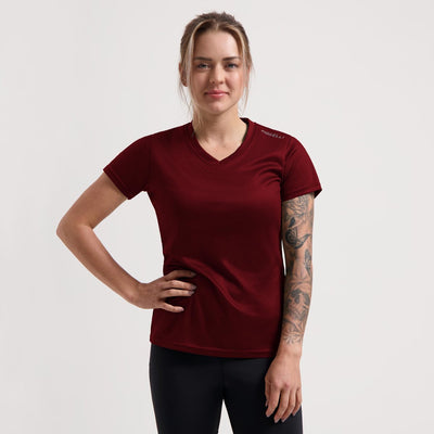 Rogelli Promo Laufshirt Damen – Kurzarm – Bordeaux – M